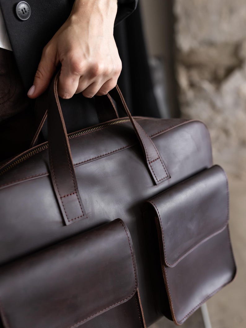 Leather laptop bag, crossbody messenger bag, women briefcase, satchel bag, women work bag, 3rd anniversary gift, office handbag, wife gift image 11