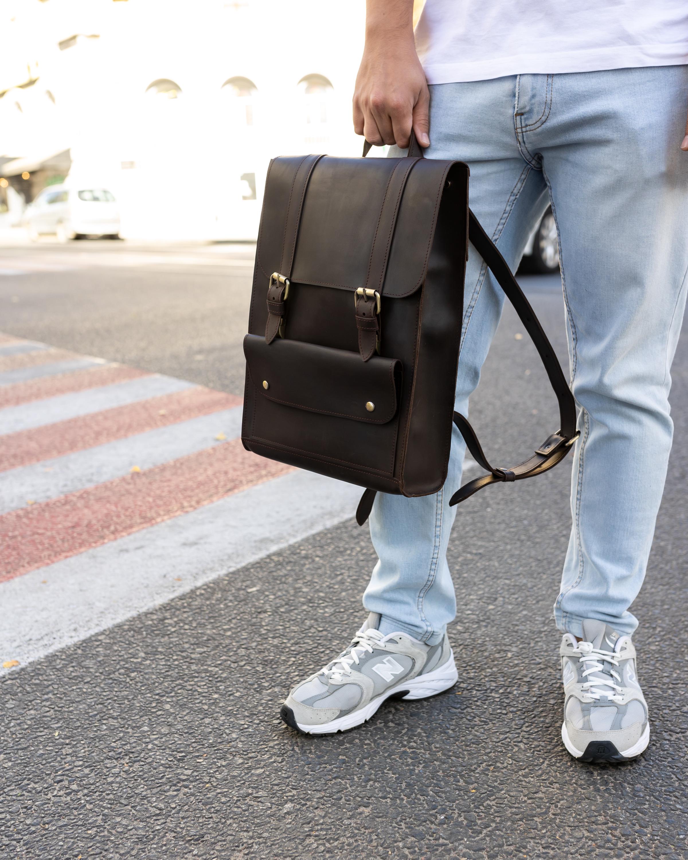 Leather City Daypack, Mens Everyday Backpack, Travel Backpack