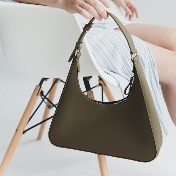 Elegante leren dameshandtas, kleine leren tas voor haar, afstudeercadeau, zomertas, leren tas, jubileumcadeaus
