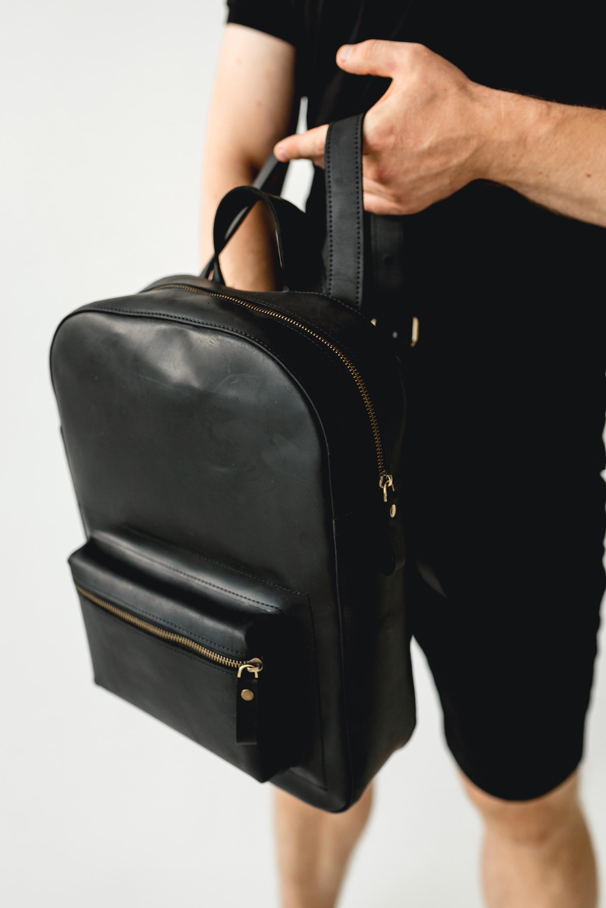 Elegant Black Leather Backpack By Estater Generosity large backpack in black leather bags – STIVALI  main image 2