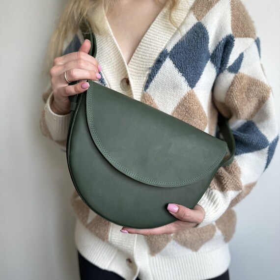 Borsa A Tracolla Da Donna In Vera Pelle Di Capra - 25,4x33x10,2 Cm - Stile Boho Vintage - Marrone Naturale