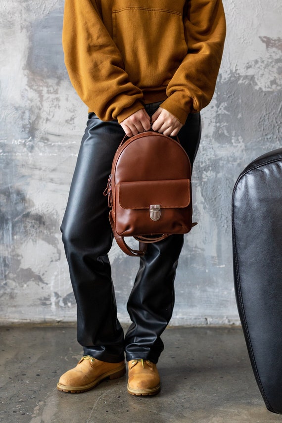 Genuine leather mini backpack, college bag, gift for her, travel backpack small, haversack, anniversary gifts