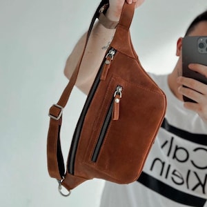 Sac à bandoulière, cadeau pour lui, sac banane en cuir, sac ceinture, cadeau pour papa, sac banane pour homme, cadeau fête des pères