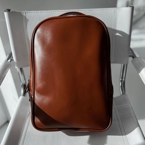 Handmade leather backpack, casual leather haversack men women, personalized gift, minimalist laptop backpack, leather rucksack