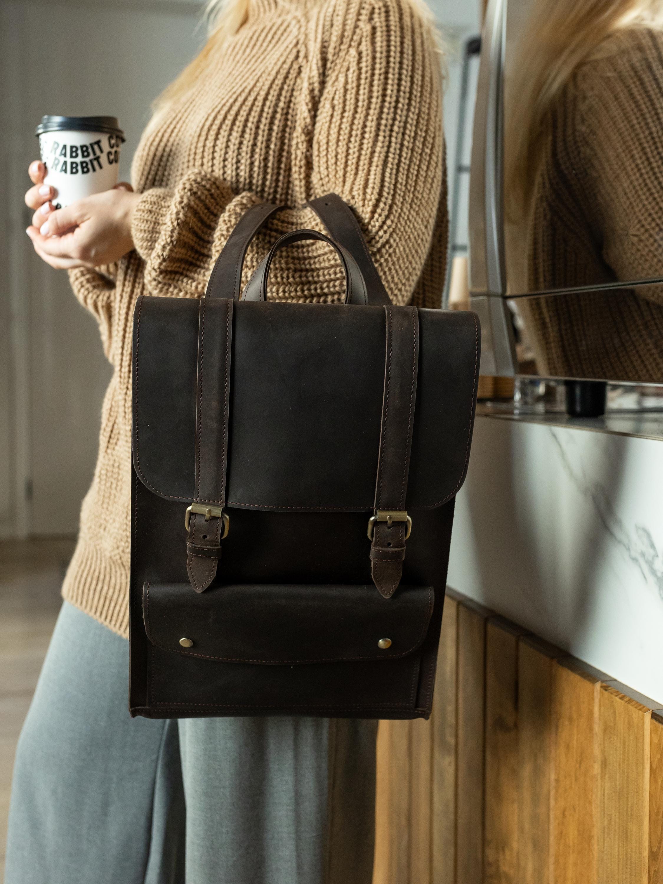 brown leather backpack etsy Brown Leather Backpack, Travel Womens Backpack, College Haversack, City  Knapsack, Personalized Work Bag, Birthday Gift for Her