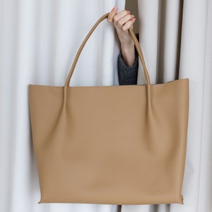 Echte Ledertasche, Beige Shopper Geschenk, perfektes Taschengeschenk, Tasche mit großer Kapazität, Frauengeldbeutel, Muttergeschenk