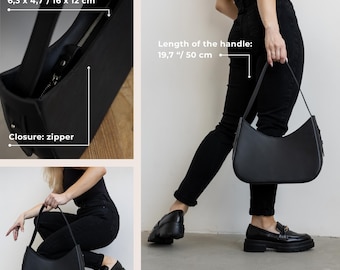 Minimalist Leather Shoulder Bag, Womens Everyday Handbag, Elegant