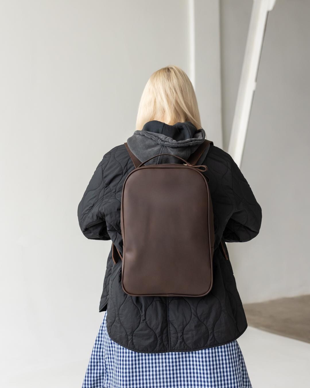 Leather Everyday Haversack, Women Work Rucksack, Minimalist