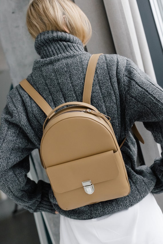 Mini Leather Backpack, Small Women Rucksack, City Travel  display picture 1