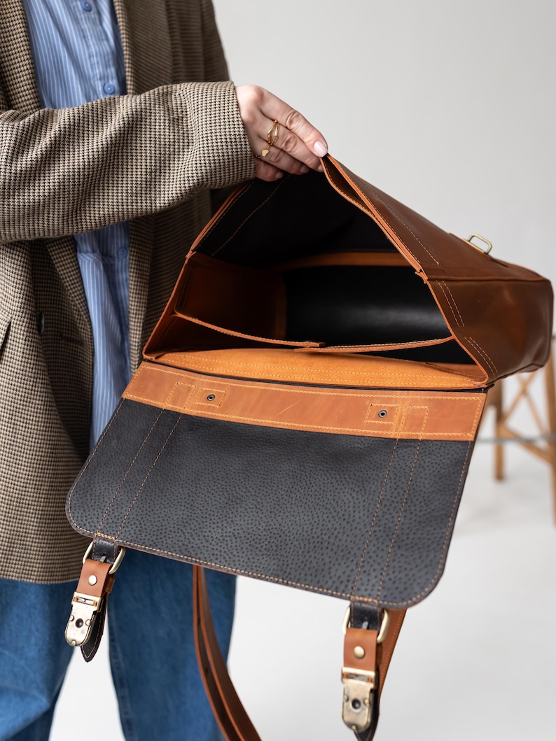 Leather Handbag Business Briefcase Crossbody Shoulder Bag main image 0