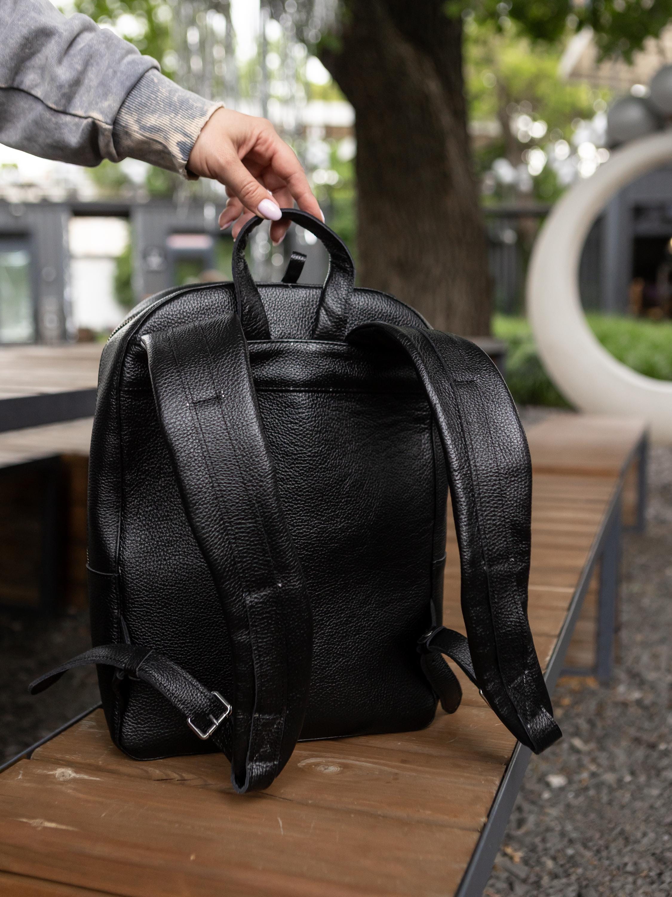 Full Grain Leather Laptop Backpack, Mens Work Rucksack, Large