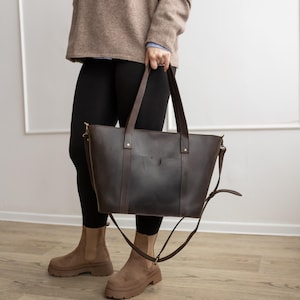 Geniune Leder Oversized Tasche, Leder Schultertasche, geräumige Handtasche, Taschen für Frauen, Muttertagsgeschenk, Seitentaschen Tasche, Arbeit Ledertasche