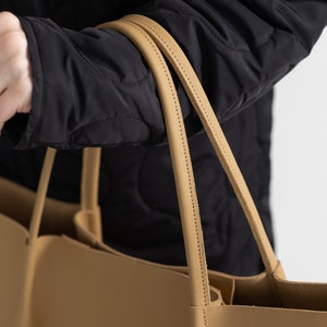Real leather bag, woman large bag, handmade bag, shopping bag, personalized gift, beige shopper bag image 7