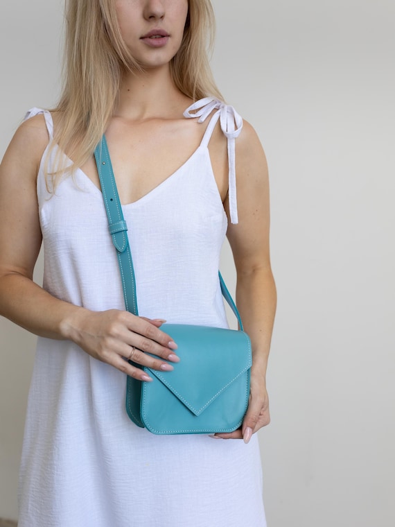 Light Blue Leather Crossbody Purse Small Leather Shoulder Bag Minimalist Bag Girlfriend Gift Everyday Bag for Her Mini Bag Etsy