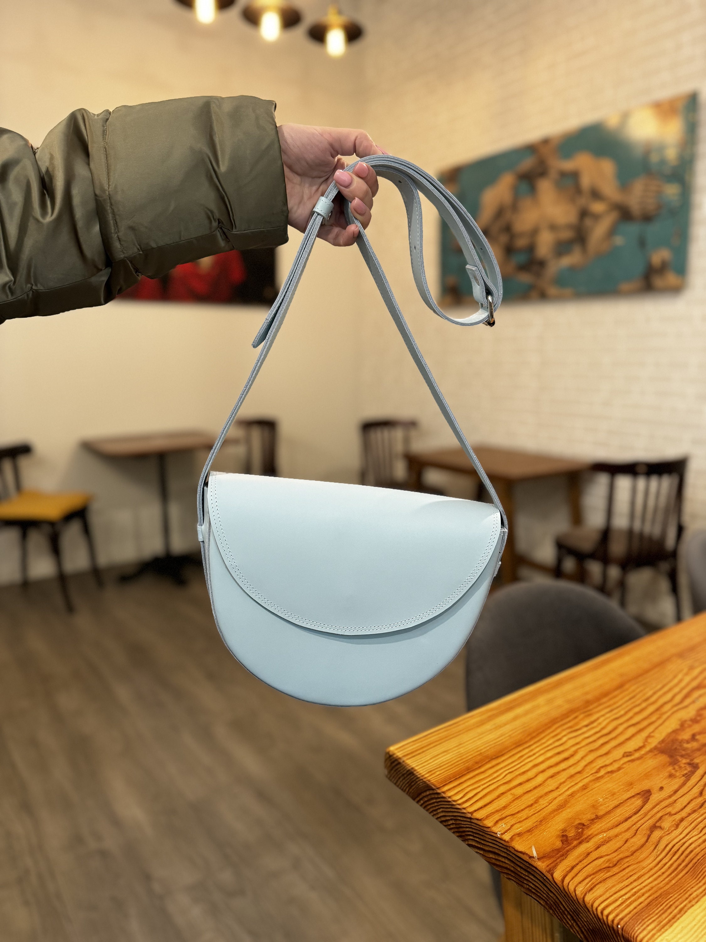 Leather Crescent Purse, Chest Bag, Half Moon Bag, Crossbody