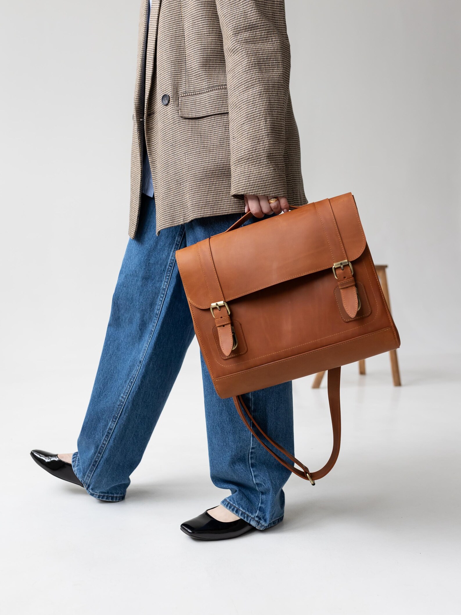 Leather Handbag Business Briefcase Crossbody Shoulder Bag