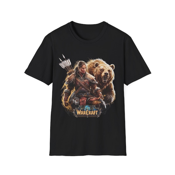 World of Warcraft Human Hunter T-shirt Video Game, Horde, Gamer Gifts, Video Games, MMORPG, WOW, NPC, Alliance