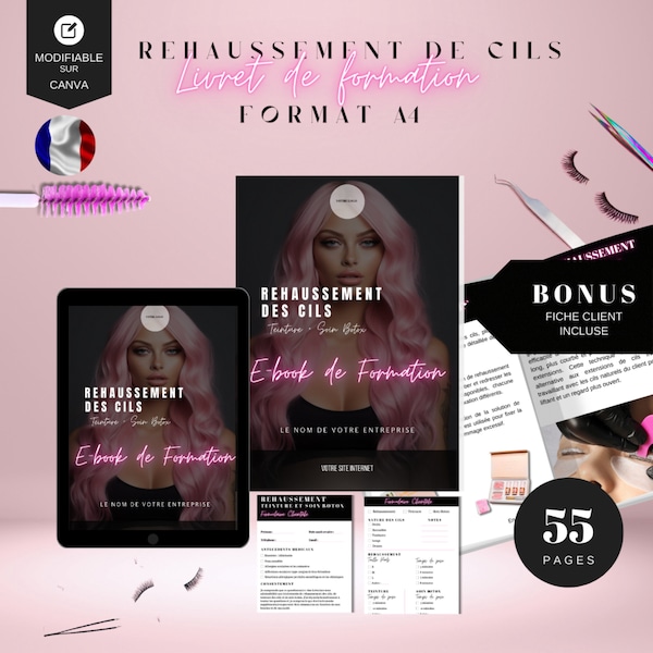 Manuel de formation rehaussement des cils, livret de formation lash lift, formation rehaussement des cils, teinture des cils, soin botox