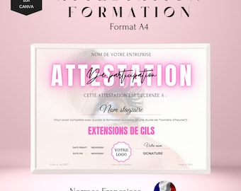 Certificate of completion template, editable eyelash extension certificate, eyelash extensions certificate canva template or other.