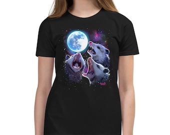 Camiseta juvenil de zarigüeya: Aullando a la luna, camiseta unisex para niños