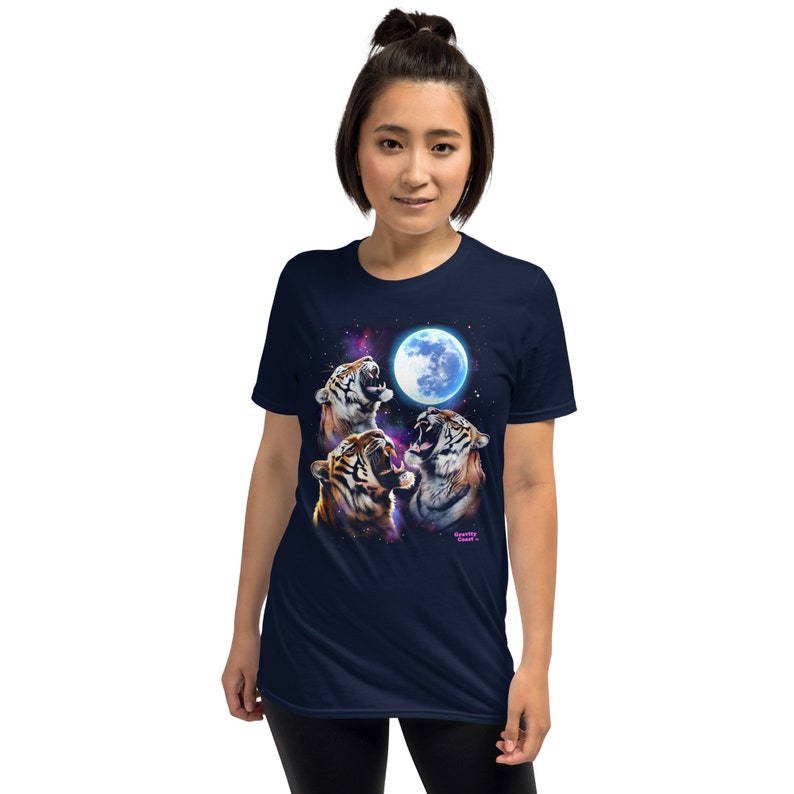 Three Tigers Howling at the Moon 3 Tiger Moon Short-Sleeve Unisex T-Shirt