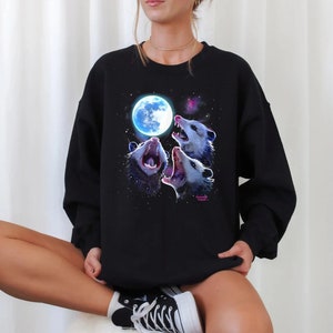 Three Possums Howling at Moon sweatshirt Like 3 Wolves Opossum Lover Funny Possum sweatshirt funny opossum possum gifts Unisex Sweatshirt 2