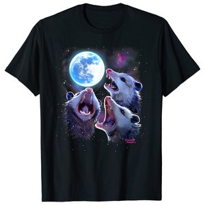 Possum shirt Cute Opossum T-shirt Three Possums Howling at Moon shirt, Like 3 Wolves T-shirts  Opossum Lover t-shirt Short-Sleeve Unisex