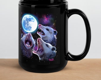 Mug lune opossums hurlants - Cadeau amusant pour les amateurs d'opossums