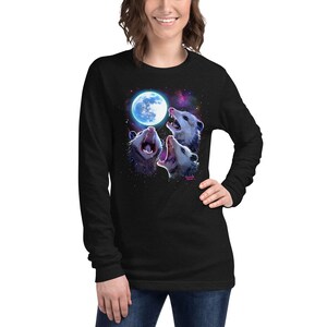 Three Possums Howling at Moon shirt Like 3 Wolves T-shirts Opossum Lover t-shirt Funny opossum possum gifts Unisex Long Sleeve Tee
