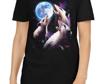 Opossum shirts Three Possums Howling at Moon Vintage Shirt Retro Opossum Lover T-shirt Funny Possum Tee Silly Possum Shirt for Animal Lovers