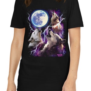 Three Wolves Howling at Moon Graphic T-Shirt