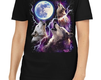 Trois loups hurlant à la lune T-shirt graphique