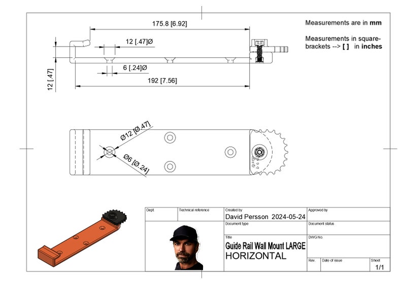 Guide Rail Dimension 3D Printed Guide Rail Wall Mount – Horizontal Storage for Makita ...