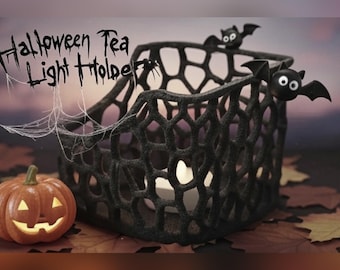 Spider Web Tea Light Holder: Halloween Gothic PLA Decor