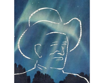 Night Skyboy: Original Collage Art Print , Vintage Print , Retro Style , Wall Art , Collage Print , Living Room Decor , Framed Art