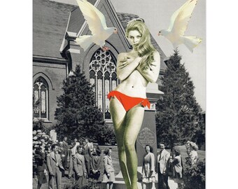 Aesthetic Collage Print – Surreal Vintage Wall Art – Retro Home Decor – Collage Art Poster - Bardot print
