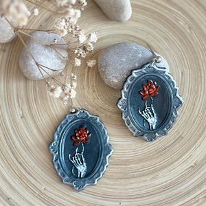 Polymer clay earrings, Halloween jewelry, skeleton earrings, handmade vintage style earrings