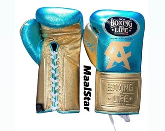 Guantes de boxeo personalizados hechos a mano No Boxing No Life / Variante Premium / con logotipo de Canelo / Cuero de vaca