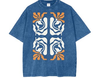 Abstract Flower Oversized Tshirt, Vintage Tshirt, Cottagecore Tee, Floral Shirt, Tshirt for Men, Gift for Her, Unisex Shirt, Boho Shirt