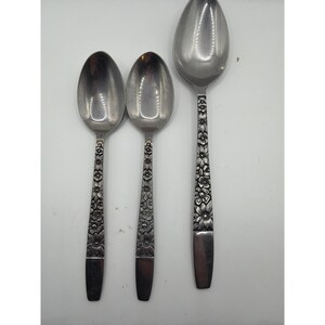 Vintage Stainless Japan Floral Spoons Set of 3 Daisy Flower Pattern Flatware