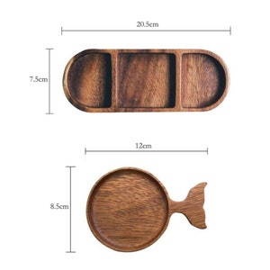Wooden tray for sauces, serving tray for snacks, divided mini plate for snacks. image 5