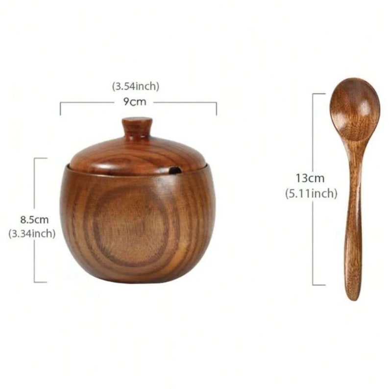 Wooden Spoon, Solid Wood Spice Pot, Spoon for Kitchen, Kitchen Decor, Spice Rack zdjęcie 6