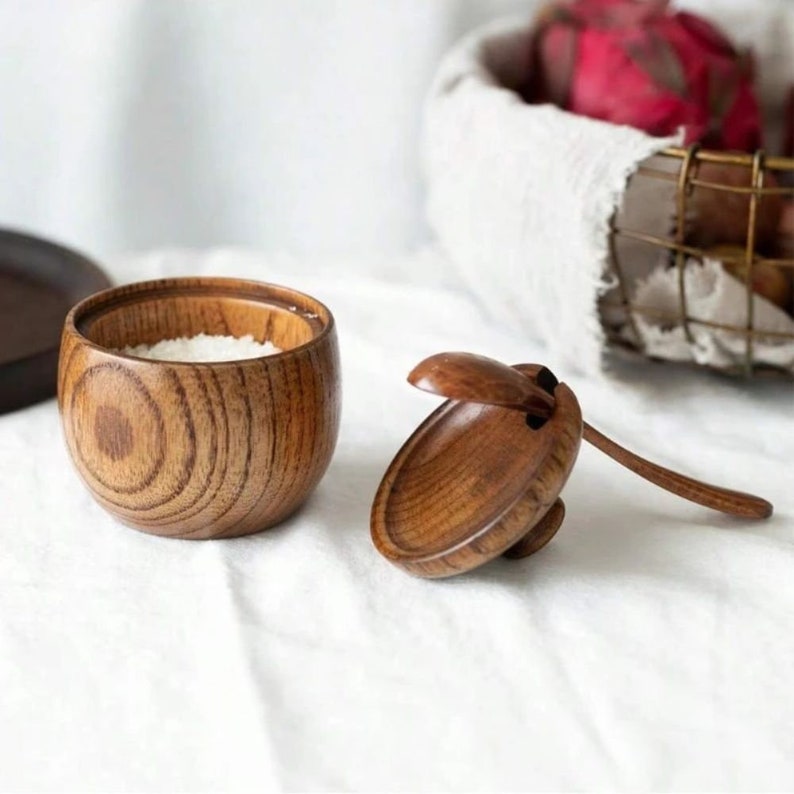 Wooden Spoon, Solid Wood Spice Pot, Spoon for Kitchen, Kitchen Decor, Spice Rack zdjęcie 4
