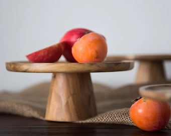 High Stand Wooden Cake Plate, Creative Eco-Friendly Serving Tray for Desserts, Fruits, Snack