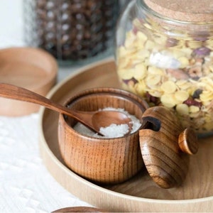 Wooden Spoon, Solid Wood Spice Pot, Spoon for Kitchen, Kitchen Decor, Spice Rack zdjęcie 3