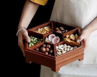 Solid Wood Snacks Box with Lid, Creative Food Storage Containers for Kitchen Snacks, Fruits, Nuts, It is very good for a gift