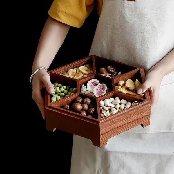 Massivholz Snackbox mit Deckel, kreative Aufbewahrungsbehälter für Küchen Snacks, Obst, Nüsse, Es ist sehr gut für ein Geschenk