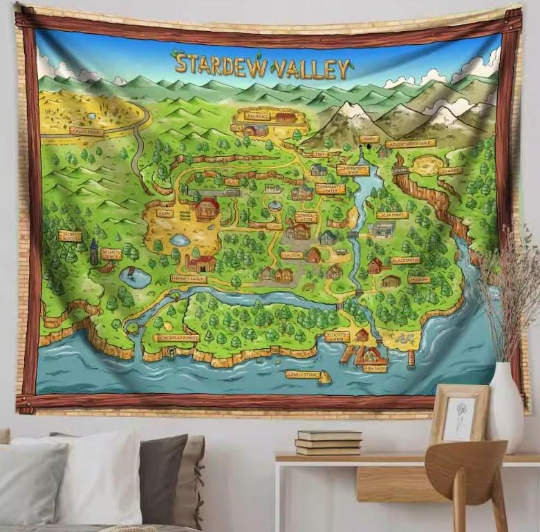 Stardew Valley Map Tapestry, Lace Tapestry - Etsy