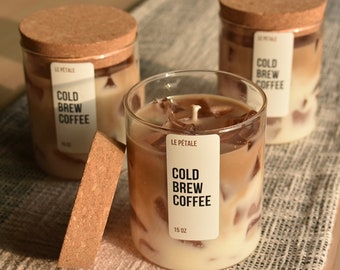 Iced Coffee Candle 15 oz | Iced Latte Coffee Scented Handmade Candle | Creamy Iced Coffee Ice Cube Decorative Food Candle | Gift for Her