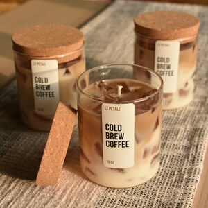 Iced Coffee Candle 15 oz | Iced Latte Coffee Scented Handmade Candle | Creamy Iced Coffee Ice Cube Decorative Food Candle | Gift for Her